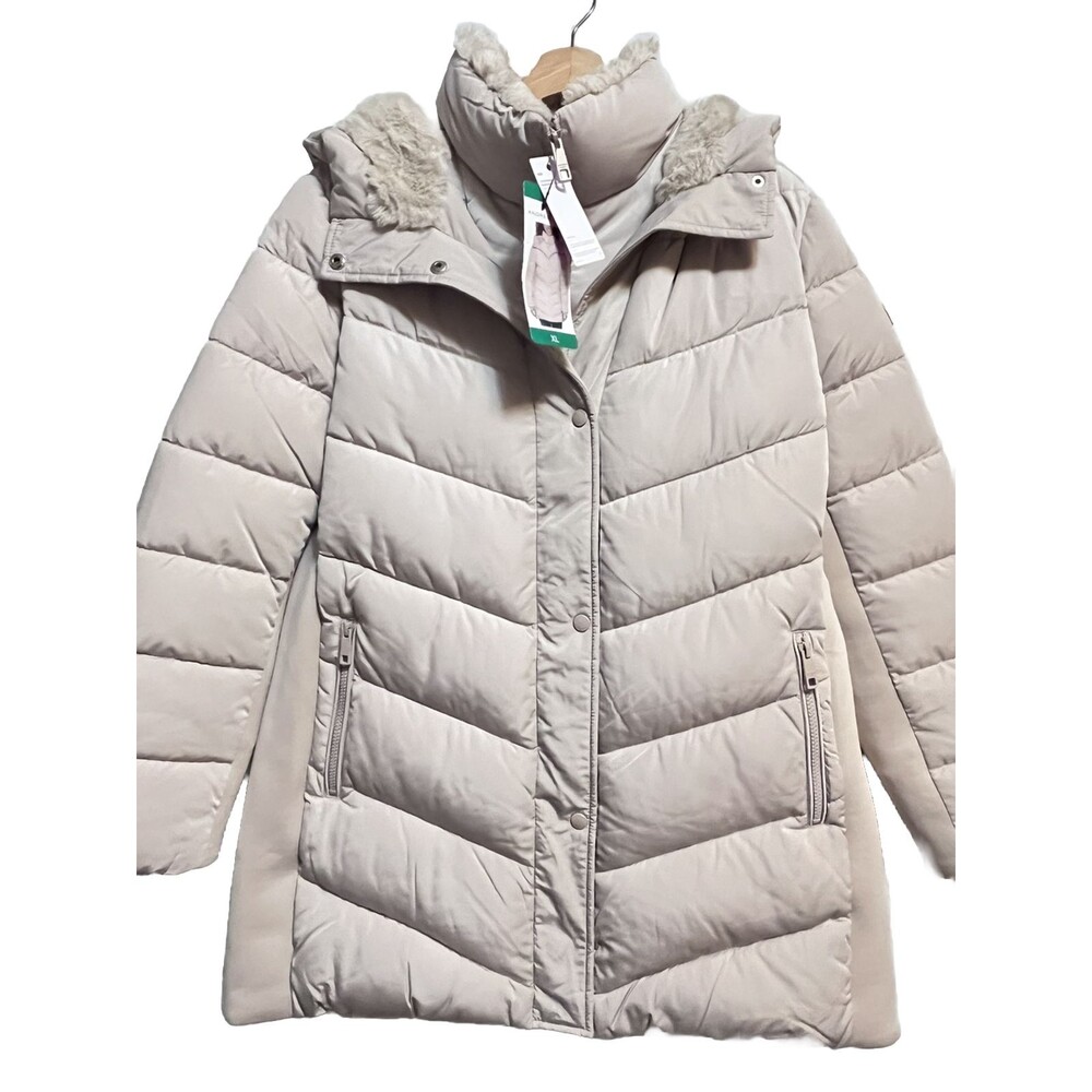 Andrew Marc Women Barley Jacket Faux Fur Lined Collar Hood  Size X-Large NWT